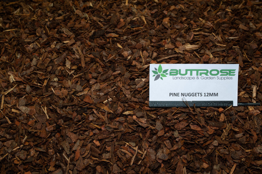 Pine nugget ground cover 12mm with label