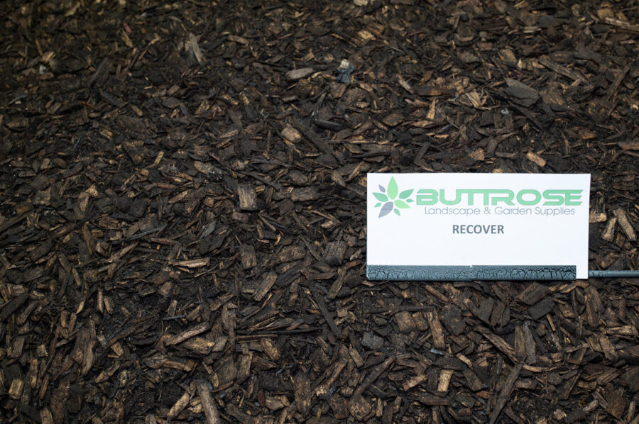 Recover mulch including blood and bone with label
