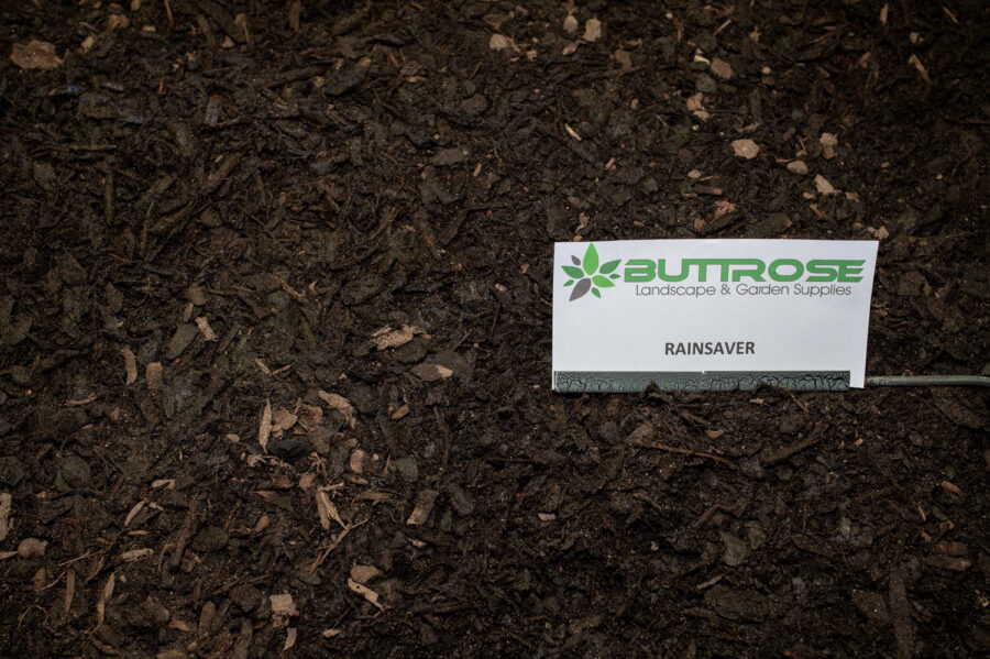 Water saving mulch with label